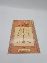 VINTAGE 5.5X8.5"HOMESPUN STENCILS HARVEST TIME 28201,PRE-CUT,HEART APPLE TREE,