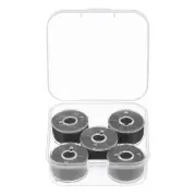 Prewound Sewing Bobbin Thread Set of 5pcs with Storage Plastic Case, Black