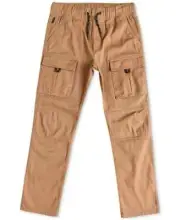 Ring of Fire Barry Twill Cargo-Pocket Pants Big Boys M Dull Gold Elastic Waist