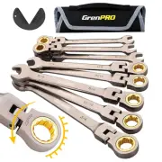 GRENPRO Flex Head Ratcheting Wrench Set, Combination Wrench Sets, 9PC Sae Wre...