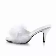 pleaser fluffy marabou trim upper high heels mule slippers adult woman AMOUR03