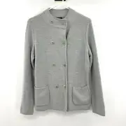 NWT Talbots Gray Lambswool Blend Cardigan Sweater Womens Medium