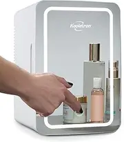 Koolatron Skincare Mini Fridge, 6 Liter 220v Ac/ 12v Dc Portable Beauty Fridge, Makeup Mirror Fridge, Cosmetic Fridge, Cooler for Car, Face Mask, Bedroom, Home, Travel, Hotel, Dorm, Office, Led Design