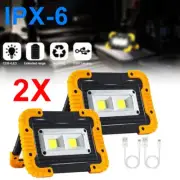 2Pcs LED+COB Work Light USB Rechargeable Spot Floodlight Torch Camping Emergency