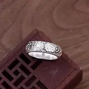 [CRYBF] Rings Style Ring Jewelry Pure Silver Ring S990 Plain Silver Craft Auspicious Cloud Totem Simple Ringring, USA 11, Ring, USA 11