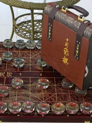 雙默言 水晶象棋高檔帶棋盤桌折疊銅錢中國象棋套裝兒童大號全套