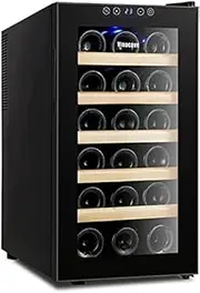 FREEZYMAN 18-bottle Wine Cabinet Refrigerator, Small Independent Wine Cellar, Temperature-controlled Electronic Wine Refrigerator, Tempered Glass Door With Lock ( Color : Black , Size : 34*64.2*51cm )