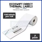 2 Rolls EcoSwift 100 4" x 6" Zebra 2844 Eltron Direct Thermal Printer 200 Labels