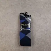 GOLDTOE AquaFX Carlyle Argyle Crew Socks Mens Size 6-12.5 Blue Gray 3 Pairs