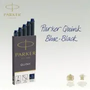 Parker Quink Blue Black Long Cartridges 5 Pack Smooth Flowing Ink Pen Refills