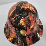 full brim hard hat custom hydro dipped IN FIRE BREATHING DRAGON NEW