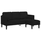 3-Seater L-Shaped Sofa Black 160 cm Fabric