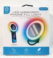 NEW! LED Mirrored Phone Fill Light Vivid RGB,Rechargeable Portable Ring Light