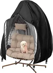 FLYMEI 2 Person Egg Chair Cover, Patio Hanging Chair Covers Waterproof, Large Wicker Swing Egg Chair Covers 91'' X 80'', Outdoor Pod Double Egg Chair Cover