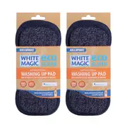 2x White Magic Eco Cloth Grime Wash Up Scrubbing Glass/Dishes Wipe/Pad Denim