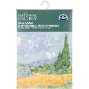 DMC Van Gogh's A Wheatfield W/Cypresses Counted Cross Stitch Kit-11.5"X9" 16 Cou