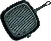 SOGA 9.25" Square Ribbed Cast Iron Frying Pan Skillet Coating Steak Sizzle Platter- Durable, Long-Lasting Kitchen Cookware. Ideal for Frying, Boiling, Pre-Seasoning, and More