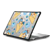 MacBook Pro 13-inch (M1 / M2 / Intel) Impact Case Cute Corgi Waffle Cone with Blueberry Ice Cream & Macaron with Chocolate Stick - Kawaii Dog Anime Puppy with Sweet Food & Blue Fruit