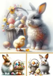 Bunnies & Baskets | A4 Rice Paper | Paper for Decoupage | Decoupage Creatives