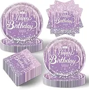 40pcs Retro Rainbow birthday Party Supplies,include 20 dessert plate, 20 Napkin,Used for birthday Party Decoration (Retro Rainbow)
