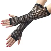 12x FISHNET GLOVES Fingerless Elbow Length 70s 80s Womens Costume Party BULK