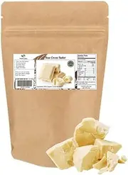 1 Lb Ecuadorian Cocoa (Cacao) Butter - Pure, Raw and Unprocessed - Use for Lotion, Cream, Lip Balm, Oil Stick or Body Butter - NON-GMO, Vegan and Halal