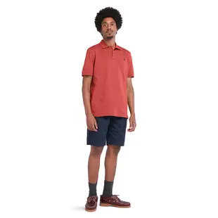 Timberland 男款醬紅色有機棉刺繡LOGO短袖POLO衫 |A62T5DH9