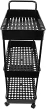 FELTECHELECTR Multi-layer Shelf Cart Snack Shelf Storage Shelves with Wheels Utility Room Organization and Storage Rolling Shelves with Wheels Plastic Black