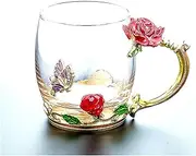 Beer Mug 320 / 350ML Beautiful Enamel Cup Glass Household Set Flower Tea Crystal Coffee Cup Beer Mug Couple Wedding Gift Beer Mugs (Size : D2)