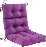 Outdoor/Indoor High Back Chair Cushion, Waterproof Tufted Adirondack Rocking Chair Cushion with Ties, Seasonal Replacement Seat Cushions for Outdoor Furniture(Purple)