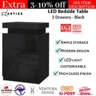 Artiss Bedside Tables Side Table 3 Drawers RGB LED High Gloss Nightstand Storage