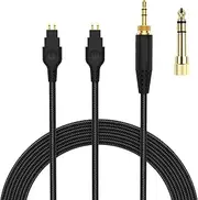 Auhsuxo Replacement Audio Cable Cord Compatible with Sennheiser HD650 HD600 HD580 HD660S HD58X HD565 HD545 HD535 HD6XX Headphones, 3.5mm 1/8" Plug and 6.35mm 1/4" Adapter 6.6FT/2m