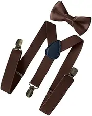 [Vaveren] Mens Suspenders with Bow Tie Set Y Shape Braces Casual Heavy Duty Pants Suspender Tuxedo Suspenders for Jeans Party Halloween