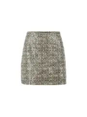 Grey Textured Weave Mini Skirt