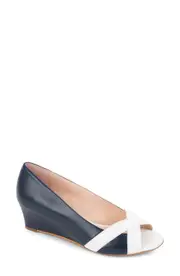 patricia green Como Wedge Sandal in Navy White at Nordstrom, Size 6