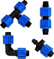 40pcs 4 Types Drip Irrigation Coupling, Blue Connector Farm Irrigation Tools, Universal Joint Drip Irrigation Tube Fitting Full Set (5/8 Inch)
