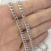4.5/5/6mm S.Steel Silver Cuban Link Chain MEN NECKLACES DIY Jewelry Making
