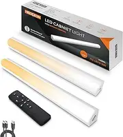 Under Cabinet Lights Remote Control,2 Pack Magnetic Rechargeable Light bar,Under Cabinet Lighting Wireless,Ceiling and Under Counter Lights for Kitchen,Wardrobe,Shelf (White, 20 cm)