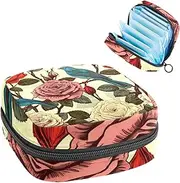 Period Bag,Sanitary Napkin Storage Bag,Colorful Birds Flower,Tampon Holder for Purse