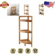 Elegant 3-Tier Corner Bathroom Shelf in Durable Bamboo - 24.4 x 9.05 inches