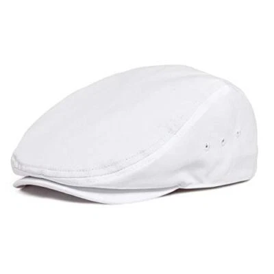 Men Ivy Cap Cotton Twill Newsboy Flat Cap 7 3/8 White