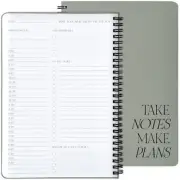 Beautiful Daily Planner And Notebook With Hourly Schedule - Aesthetic Spiral ...