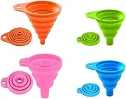 Silicone Foldable Kitchen Funnel Set, 4 Pieces Flexible Silicone Foldable Kitchen Funnels,Kitchen Gel Collapsible Funnel,Small and Large Kitchen Gadgets Foldable Funnels