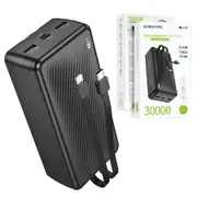 Borofone BJ57B 30000mAh 22.5W+PD20W Fast Charging Charger Portable High Capacity Power Bank With Type C & Lightning Cable (Black)