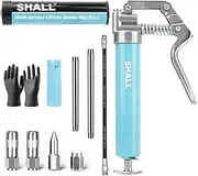 SHALL Mini Grease Gun, Small Grease Gun Kit (3.52OZ Capacity, 3000PSI) with 2PCS 4-Jaw couplers, Sharp Nozzle, Extension Adapter, 3OZ Cartridge Grease, Reinforced PVC Glove & Zerk Fitting Cleaner