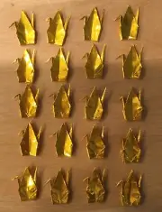 100 Small Gold Handmade Origami Paper Cranes