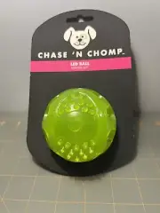 NEW Chase 'n Chomp Durable LED Light Up Fetch Ball Dog Toy 2.5" Chew Tennis Ball