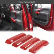 Door Handle Shell Decor Cover Trim for Ford F150 4Door 2015+ Interior Red Carbon (for: Ford)