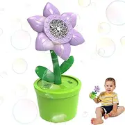 Bubble Maker - Sunflower Shape Automatic Bubble Maker Toy with Music & Lights | Portable Battery Operated Blower Toy for Children 3+ Years, Includes 2 Bottles of Refill