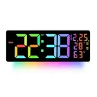 Aesthetic LED Wall Clock Providing Time Temp & Date Information Remotely